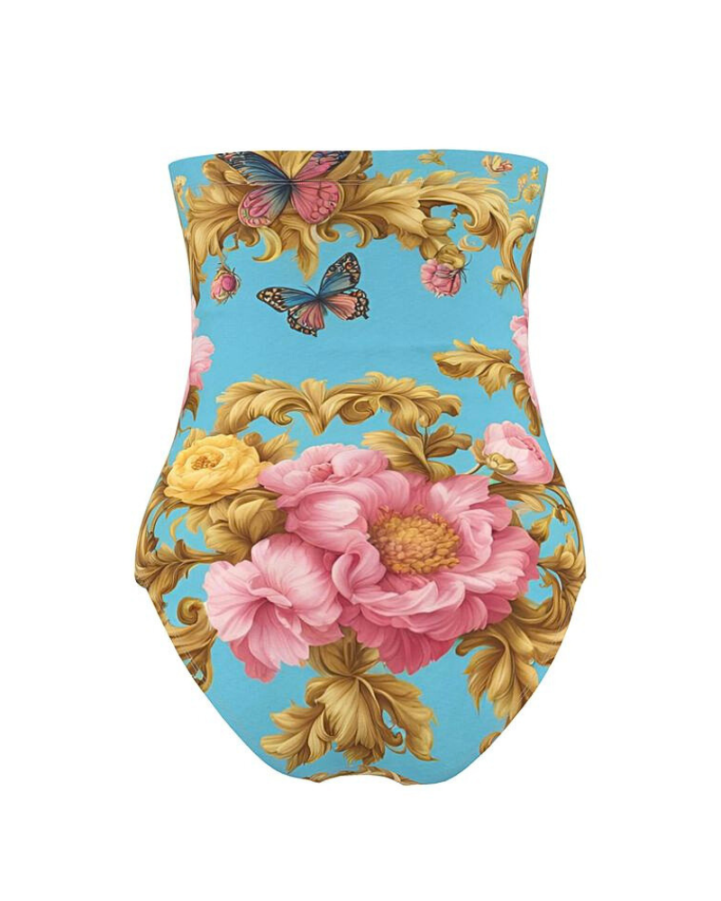 Unveil the secret to timeless style with the Baroque Bliss prints. These stunning pieces are a symphony of gold baroque motifs with vibrant floral accents. Choose from the dreamy pastel baby blue design, adorned with pink and yellow flowers, or the enchanting pastel pink design, featuring pink, yellow, and blue flowers along with delicate butterflies.