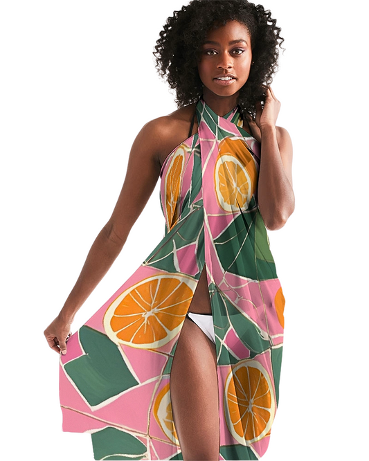 Unlock the secrets of style with our "Citrus Cipher" print. This pattern features whole and sliced Valencia oranges nestled among lush green foliage, set against a background that mimics the look of broken ceramic tiles. The playful mix of pink and white geometric shapes adds a sense of adventure and fun, inviting agents to embrace their bold and confident sides. Join the ranks of Alias Unknown and make a statement with this fresh and lively pattern.
