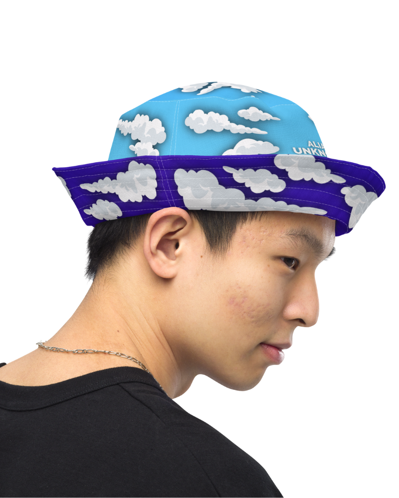 Step into a dreamy realm with the "Cloud 9" Reversible Bucket Hat. This whimsical accessory takes you on a journey from day to night, offering two enchanting skies in one hat.