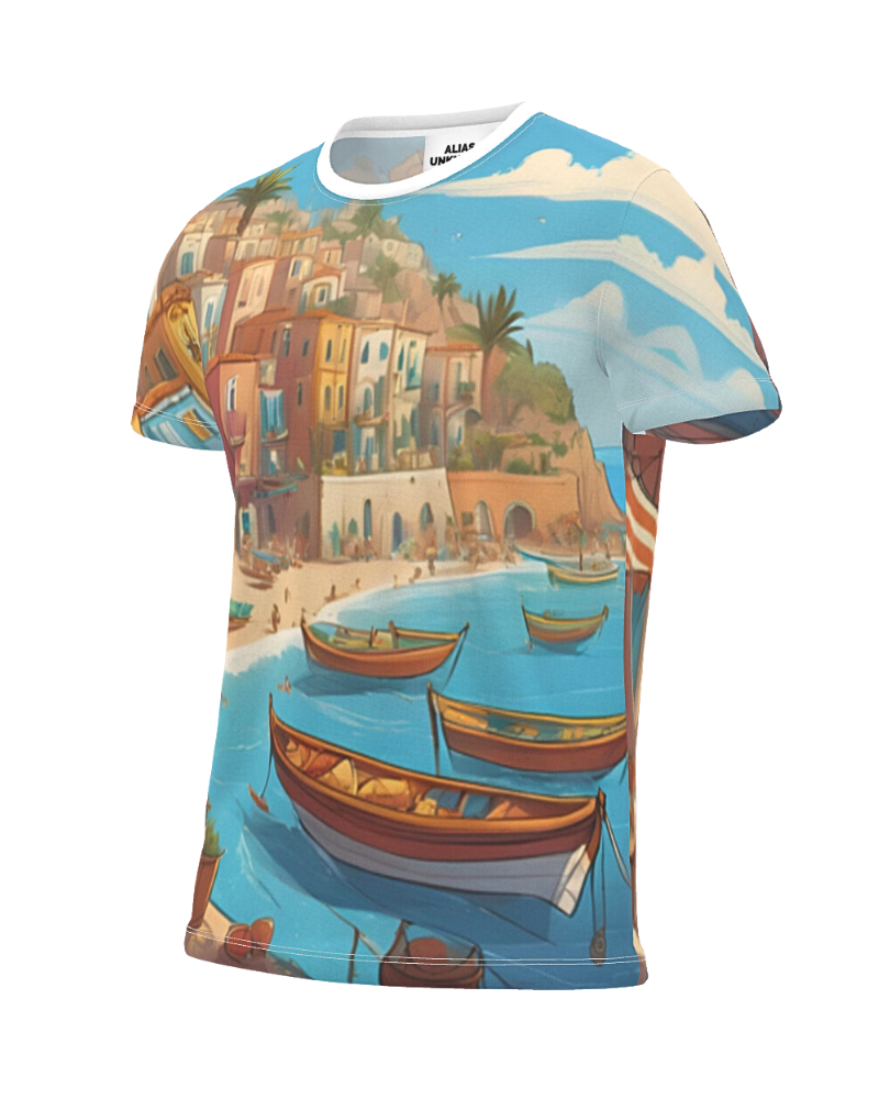 Keep your cool in our short sleeve tee, a perfect blend of innovative design and eco-conscious fabric. Crafted from Lifestyle Recycled Polyester Jersey, this tee offers superb print quality and a breathable, cotton-like feel. Ideal for any climate, its mid-weight fabric resists shrinking, stretching, mildew, and creasing, ensuring both durability and comfort.