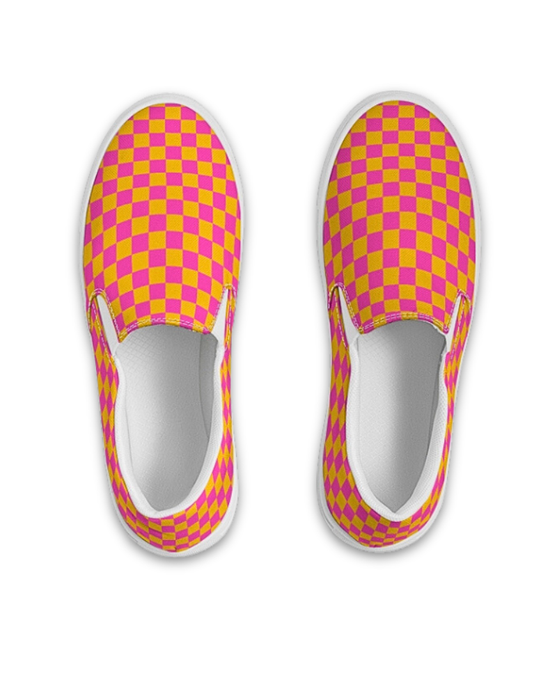 Get ready to shine brighter than ever in Sunburst. Inspired by the beachy colors of the late 90’s, this orange and neon pink checkerboard print exudes energy and confidence no matter where your mission takes you.