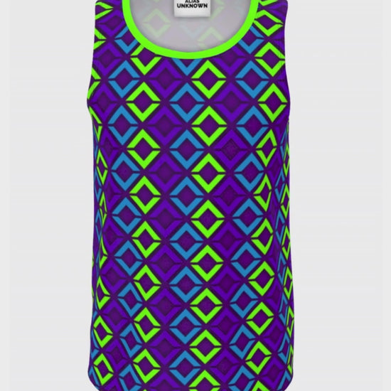 Introducing "Peacock" — a stunning design inspired by the vibrant aesthetics of 90's surf style. The design showcases stacked "A" and "U" shapes that are meticulously arranged, creating a captivating rhythm and balance. Each vertical row features a repeating pattern of vivid green, bold blue, and deep purple that pays homage to the iconic color palette of Gecko Hawaii.