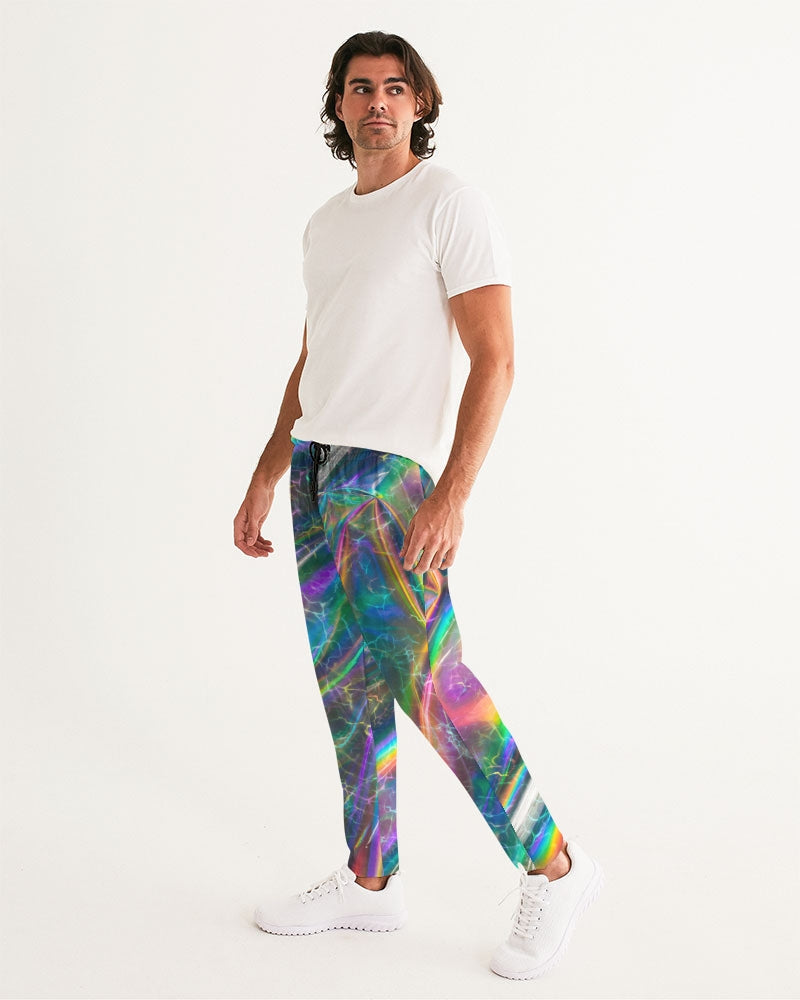 This prism-like print is bright with neon streaks and water ripples in multiple colors.