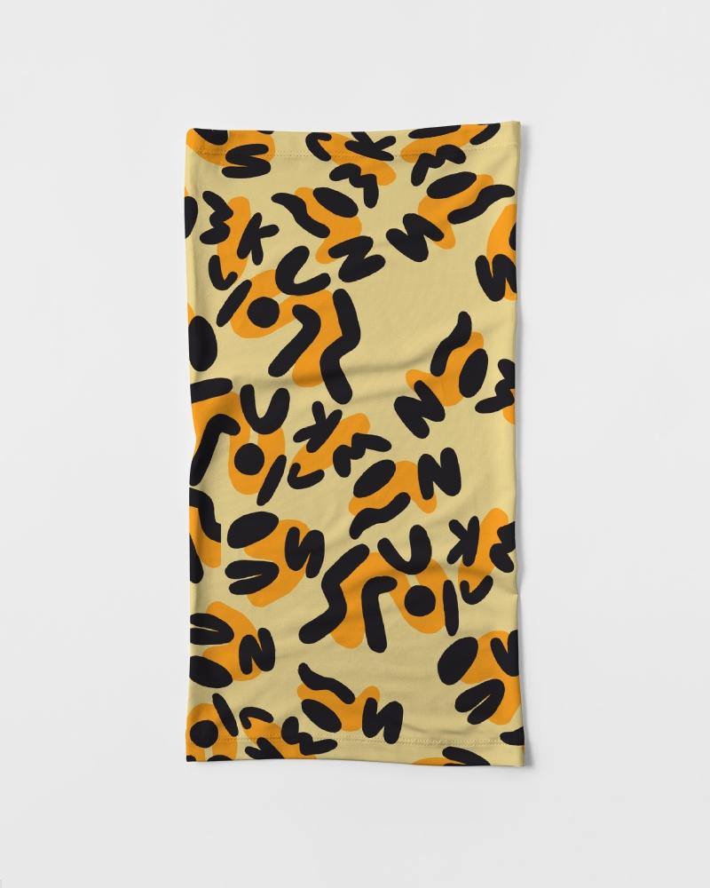 This print was created by using the letters in "Alias Unknown" to create abstract spots similar to a cheetah then placed on different background colors. These bright two-tone designs are the perfect combination of casual and classy.