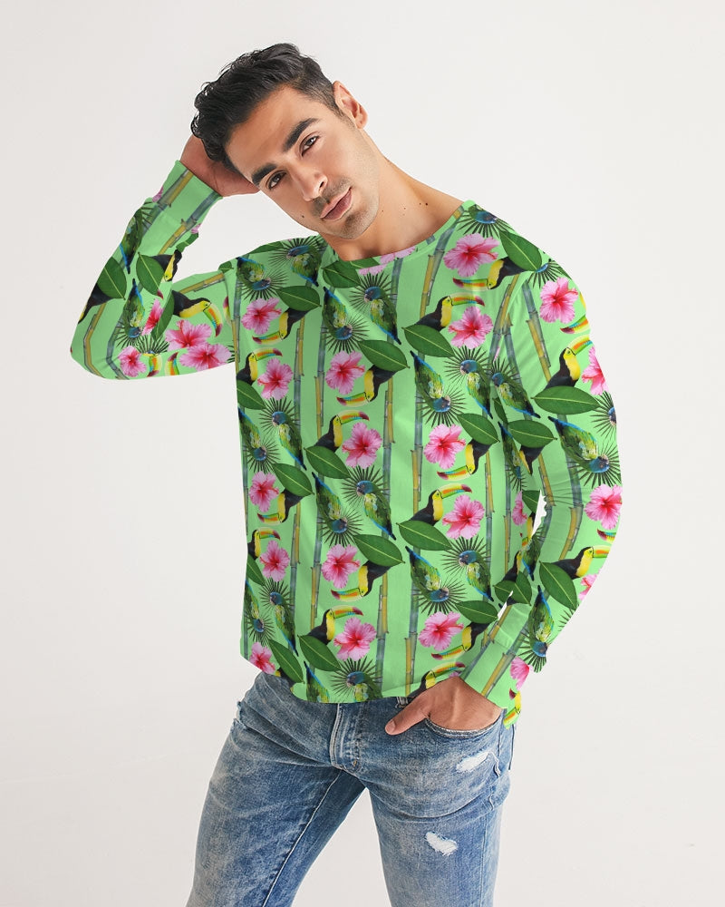 It's a jungle out there so why not "blend in"? This print has a great way of utilizing blues, greens, pinks, yellow, and even orange. Just like a jungle, vibrant, and full of life. Available in blue, green, and pink.