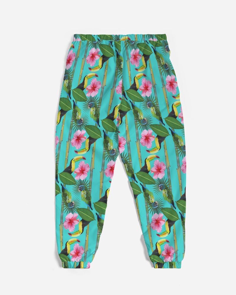 It's a jungle out there so why not "blend in"? This print has a great way of utilizing blues, greens, pinks, yellow, and even orange. Just like a jungle, vibrant, and full of life. Available in blue, green, and pink.