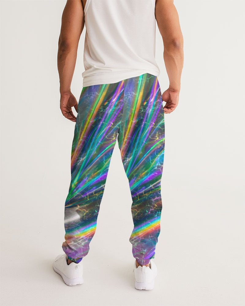 This prism-like print is bright with neon streaks and water ripples in multiple colors.