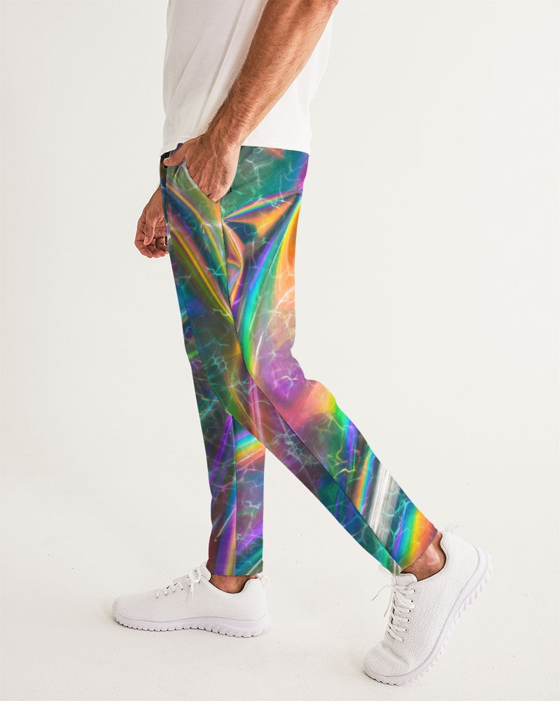 This prism-like print is bright with neon streaks and water ripples in multiple colors.