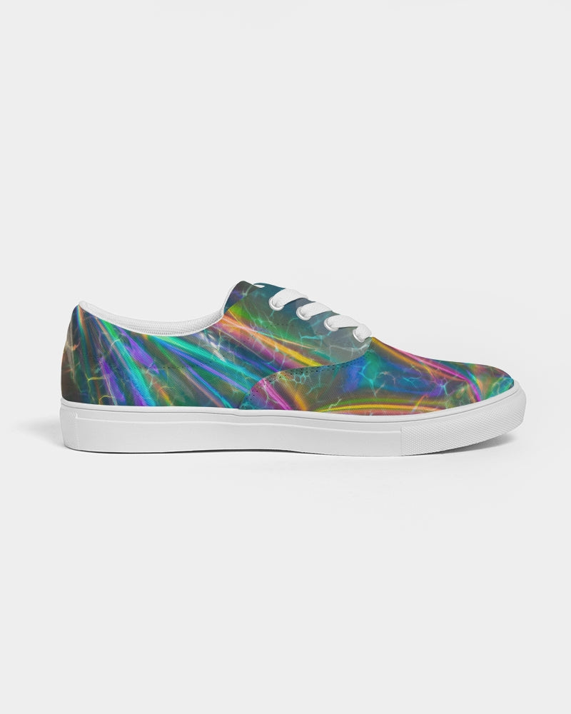 This prism-like print features bright neon streaks of color and water ripples.