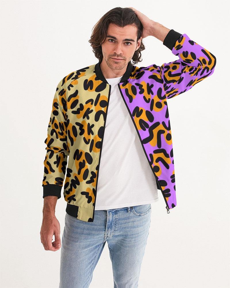 This print was created by using the letters in "Alias Unknown" to create abstract spots similar to a cheetah then placed on different background colors. These bright two-tone designs are the perfect combination of casual and classy.