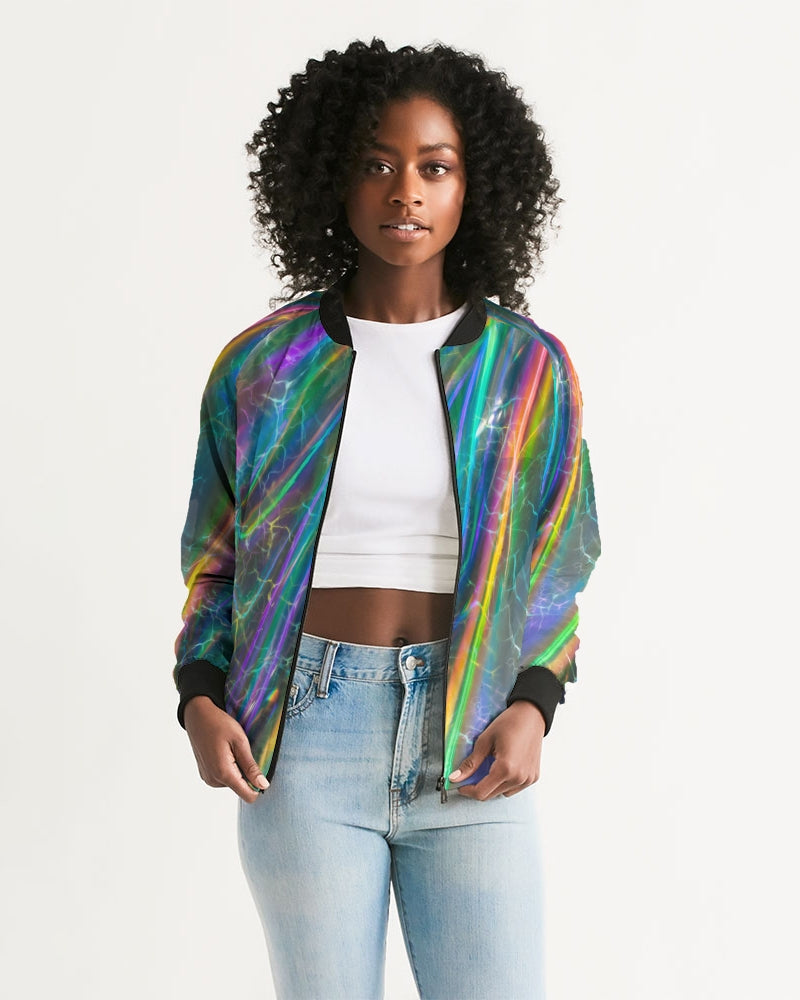 Hand-cut and crafted with care, our custom Bomber Jacket will set off any look! Its lightweight, airy fabric is lined with the perfect amount of insulation making this great to wear all year long.