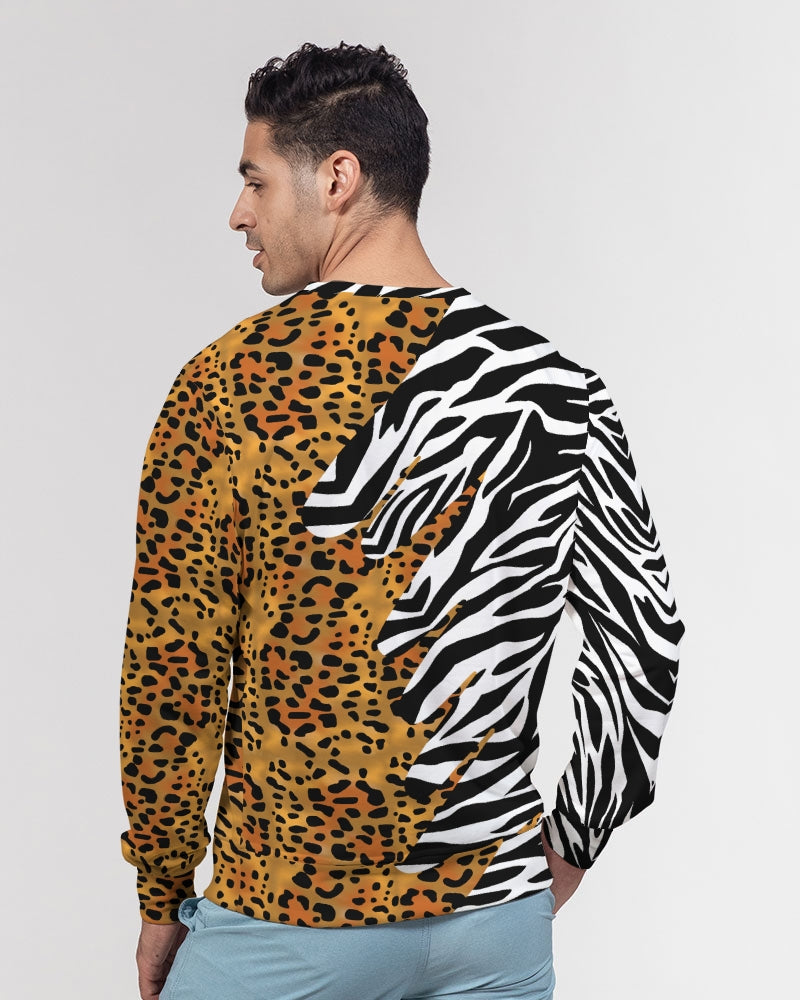 Two wild, classic prints battling it out and your apparel is the battleground. A detailed cheetah print on the left and a fierce zebra print melting off the right.