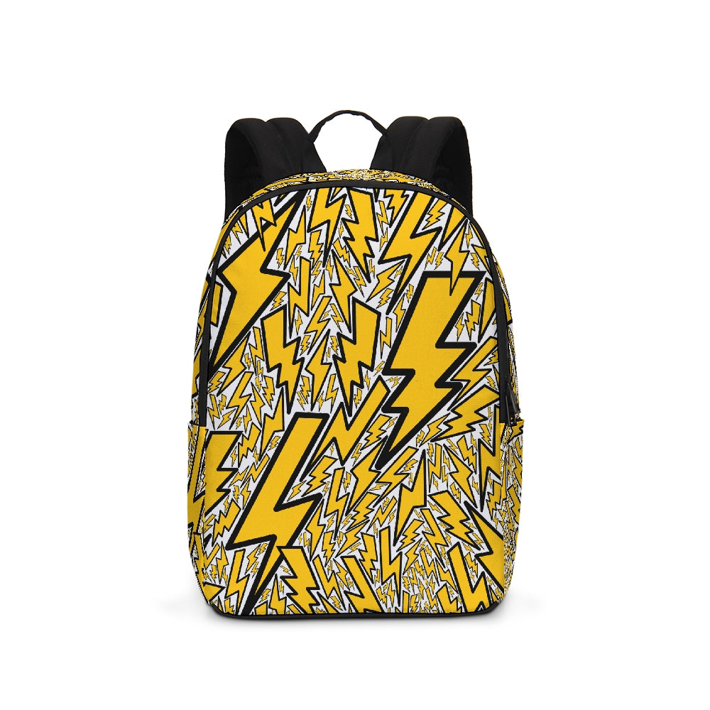 Inspired by 90’s style lightning bolts, I created a collage using three main shapes that are used throughout the entire design. They are scattered all around in various sizes and positions to create a design that is truly electrifying.