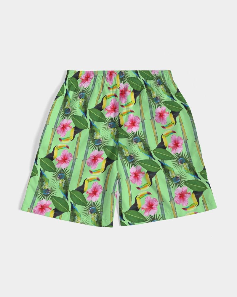 It's a jungle out there so why not "blend in"? This print has a great way of utilizing blues, greens, pinks, yellow, and even orange. Just like a jungle, vibrant, and full of life. Available in blue, green, and pink.