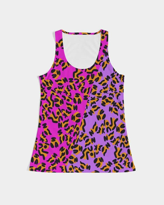 This print was created by using the letters in "Alias Unknown" to create abstract spots similar to a cheetah then placed on different background colors. These bright two-tone designs are the perfect combination of casual and classy.