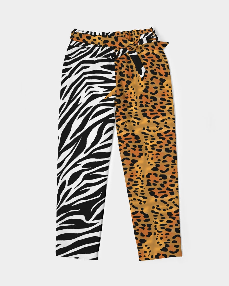 Two wild, classic prints battling it out and your apparel is the battleground. A detailed cheetah print on the left and a fierce zebra print melting off the right.