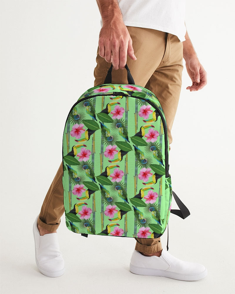 We all love an extra-large bag that has room for all the things you use throughout the day. Our waterproof Safari Printed Large Backpack has two zip pockets, a small slip pocket, a laptop sleeve, and two exterior side pockets to keep your items dry and safe. Available in blue, green, and pink safari jungle print.