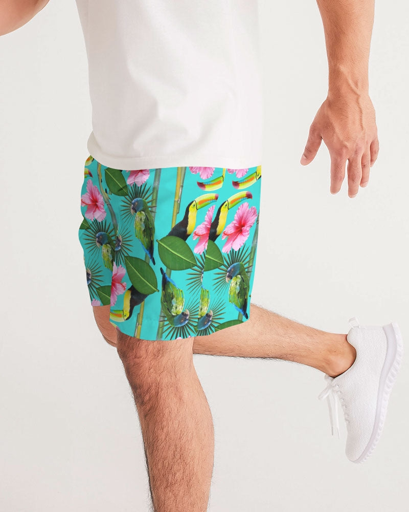 It's a jungle out there so why not "blend in"? This print has a great way of utilizing blues, greens, pinks, yellow, and even orange. Just like a jungle, vibrant, and full of life. Available in blue, green, and pink.