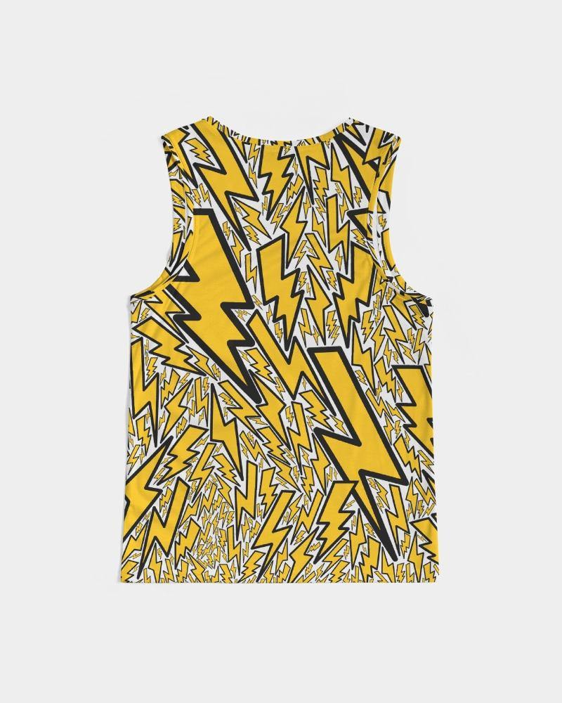 Inspired by 90’s style lightning bolts, I created a collage using three main shapes that are used throughout the entire design. They are scattered all around in various sizes and positions to create a design that is truly electrifying.