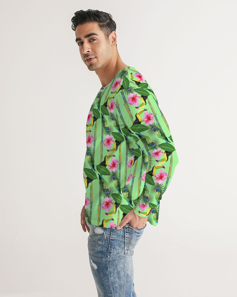 It's a jungle out there so why not "blend in"? This print has a great way of utilizing blues, greens, pinks, yellow, and even orange. Just like a jungle, vibrant, and full of life. Available in blue, green, and pink.