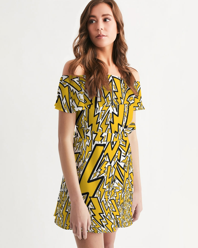 High Voltage Off The Shoulder Dress - Alias Unknown