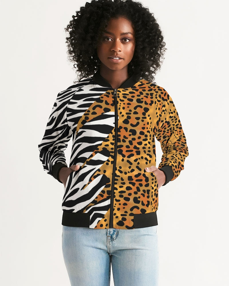 Two wild, classic prints battling it out and your apparel is the battleground. A detailed cheetah print on the left and a fierce zebra print melting off the right.