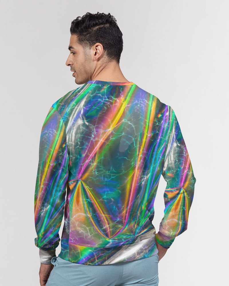 This prism-like print is bright with neon streaks and water ripples in multiple colors.