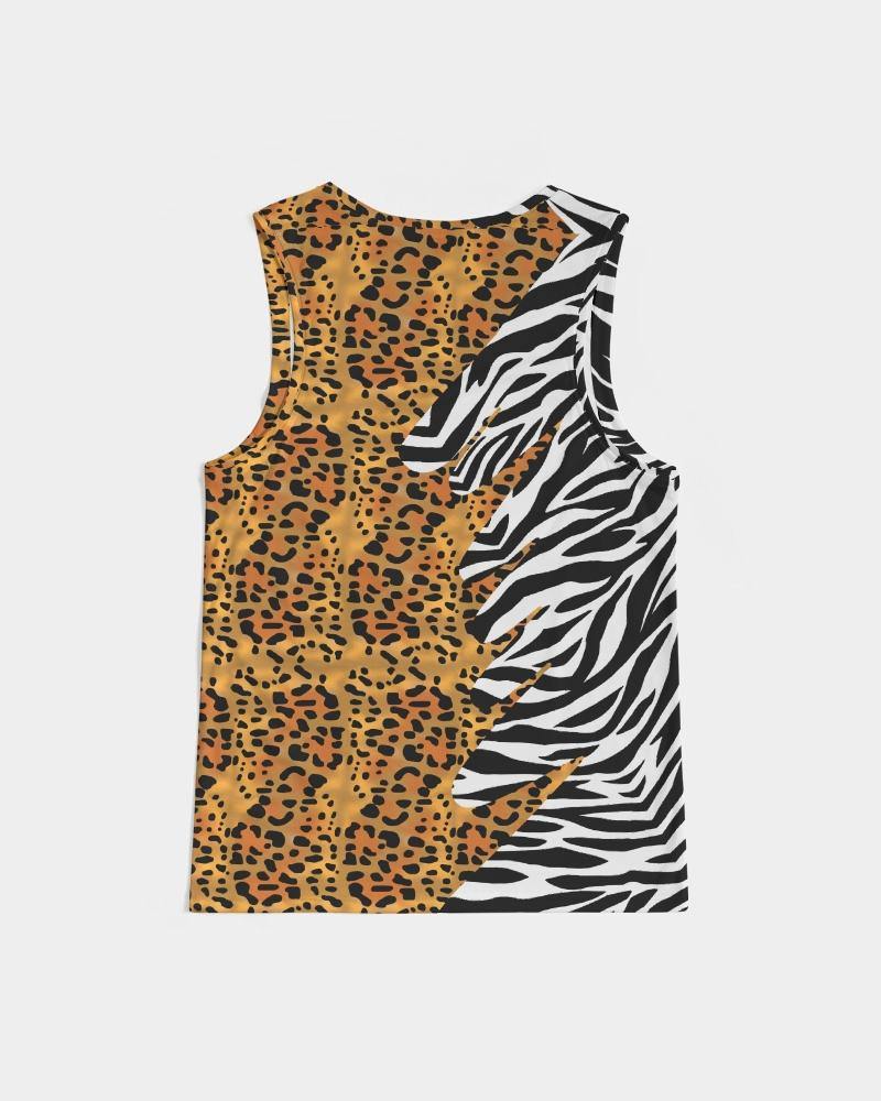 The unisex design features two classic animal prints battling it out on your clothes. A detailed cheetah print with a fierce zebra print melting off the sides. The design looks great styled with both animal prints or with black and white apparel.