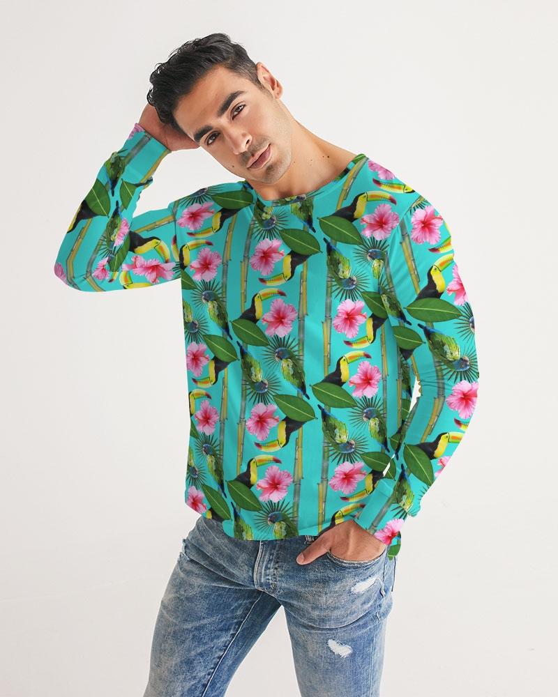 It's a jungle out there so why not "blend in"? This print has a great way of utilizing blues, greens, pinks, yellow, and even orange. Just like a jungle, vibrant, and full of life. Available in blue, green, and pink.