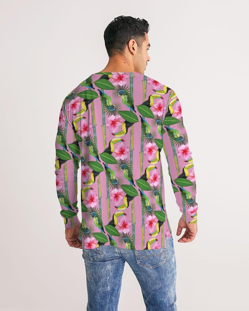 It's a jungle out there so why not "blend in"? This print has a great way of utilizing blues, greens, pinks, yellow, and even orange. Just like a jungle, vibrant, and full of life. Available in blue, green, and pink.