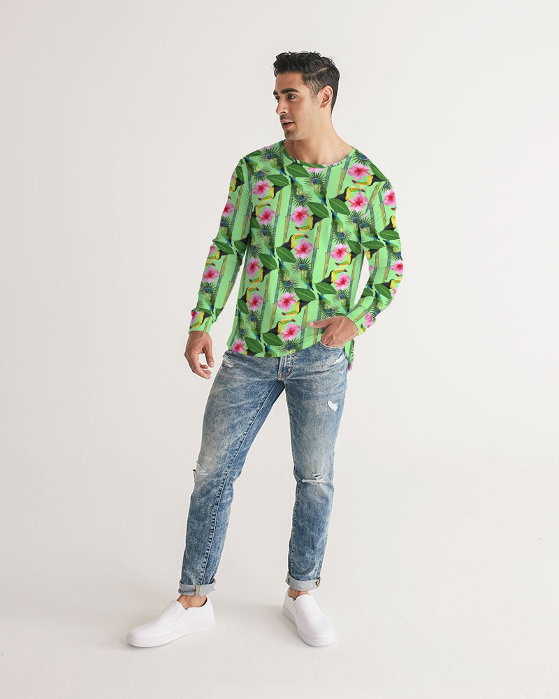 It's a jungle out there so why not "blend in"? This print has a great way of utilizing blues, greens, pinks, yellow, and even orange. Just like a jungle, vibrant, and full of life. Available in blue, green, and pink.