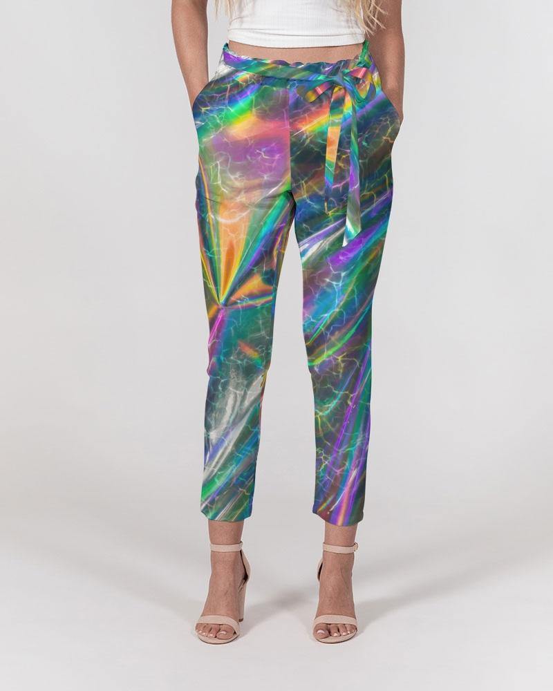 This prism-like print features bright neon streaks of color and water ripples.