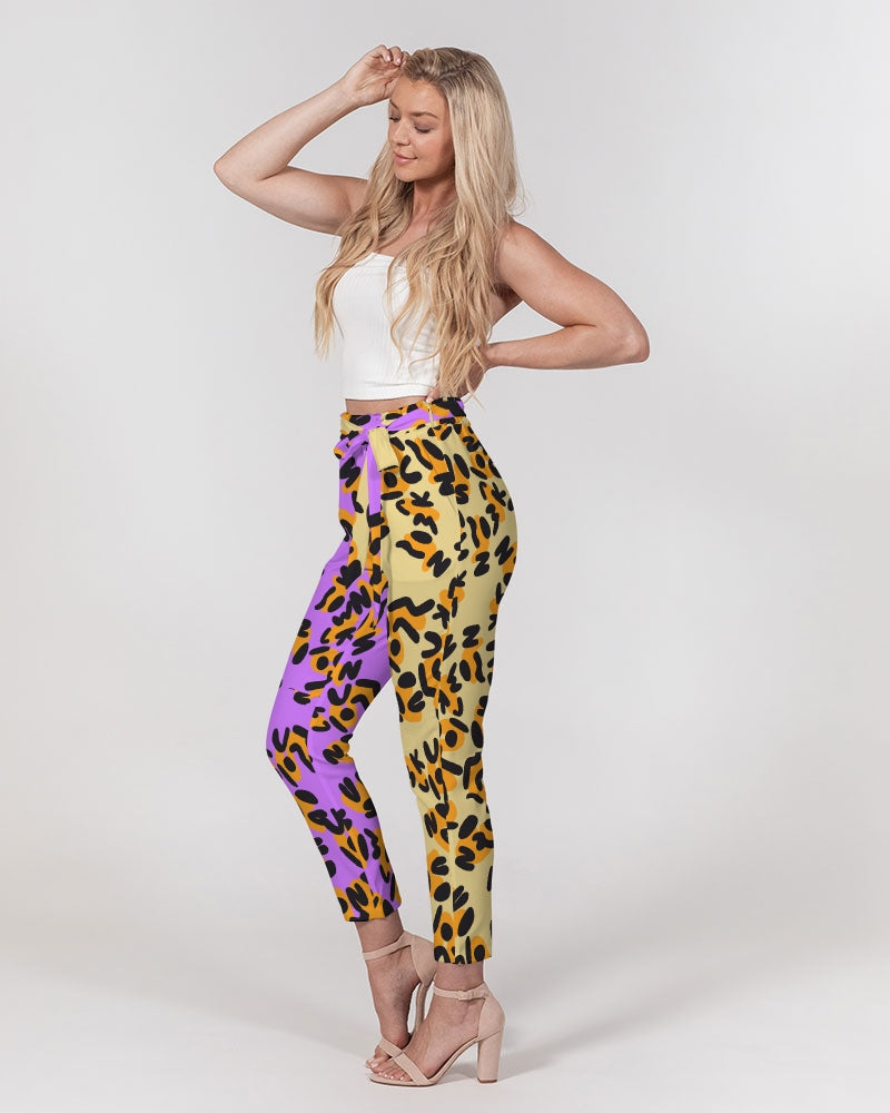 Show off your figure in all the right places with our beautifully made high waisted Tapered Pants. Made from smooth chiffon with moderate stretch, it's just as comfortable as it is chic. Comes with a two-tone self-tie belt.